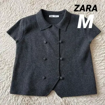 ZARA 플레인 니트 숏 슬리브 가디건 M