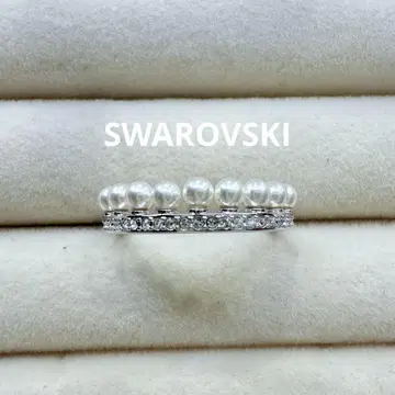 SWAROVSKI 반지 16호 실버 펄 하프 이터니티 왕관