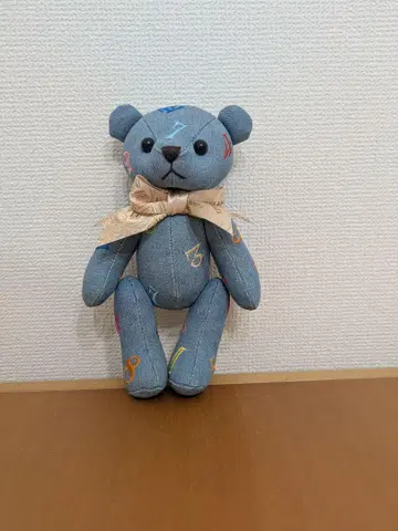 데님 음표 자수 곰 봉제 인형