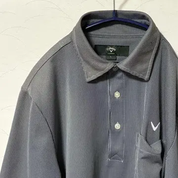 Callaway 캘러웨이 골프웨어 스트라이프 피케 셔츠 남성용 L