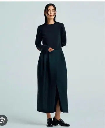 [ uncrave ] 택 포함 새상품 다크 네이비 니트 콤비 원피스