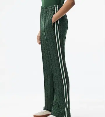Lacoste 그린 스트라이프 와이드 팬츠