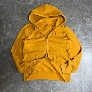 UNIQLO 더블 지퍼 후드티 지퍼 후드티 Y2K 후드티 머스타드