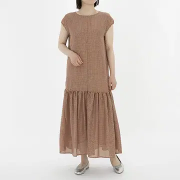 시어 깅엄 체크 원피스