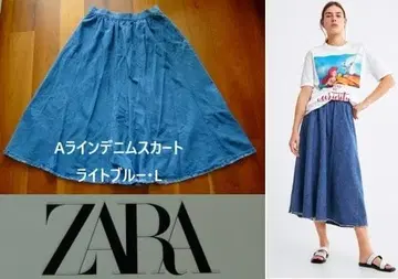 ZARA/자라 A라인 데님 스커트 라이트 블루 L 새상품급
