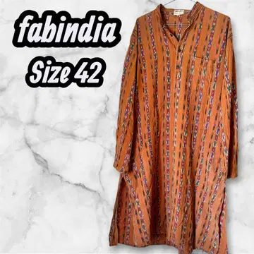 fabindia 에스닉 롱 원피스 빈티지 쇼와 레트로 루즈핏