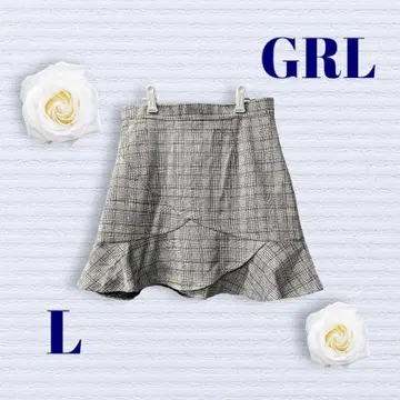그레일 스칸츠 팬츠 체크 그레이 계열 백 지퍼 L 사이즈
