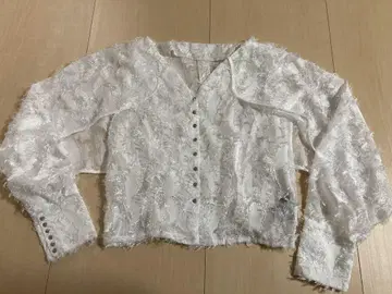 riu컷 자카드 오픈 블라우스