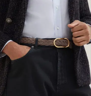 새상품! BRUNELLO CUCINELLI 뜨개질 가죽 벨트 90