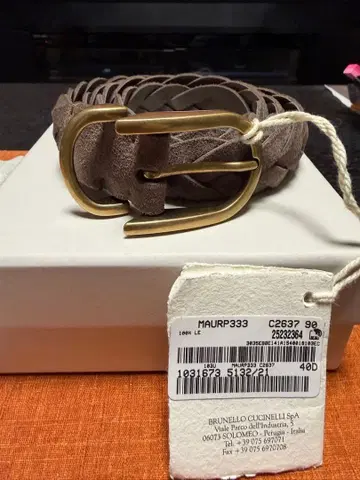 새상품! BRUNELLO CUCINELLI 뜨개질 가죽 벨트 90