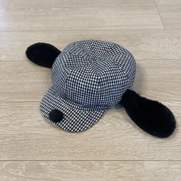 USJ 스누피 모자 하운드투스 체크 패턴 56~58cm