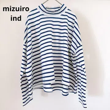 컨디션 최상 mizuiro ind 보더 터틀넥 셔츠 긴팔 루즈핏