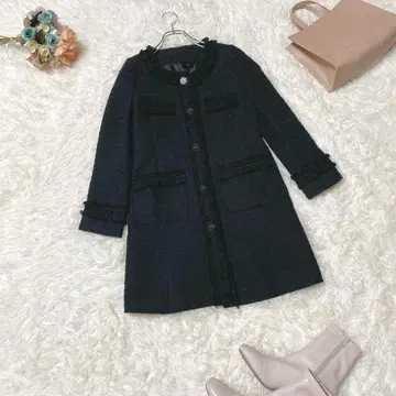 [레스 빠세] 트위드 자켓 (36) 노카라 코트 포멀 블랙