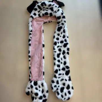 디즈니 101마리 강아지 후드 부착 머플러 장갑 팬캡