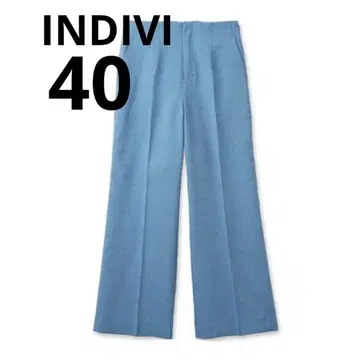 [ INDIVI 세탁 가능! ] 트위드풍 와이드 팬츠 L 40 스카이블루