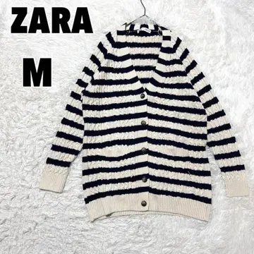 ZARA 자라 (M) 보더 케이블 무늬 니트 가디건