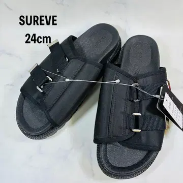 SUREVE 조정 가능 스트랩 샌들 L 통굽 샌들 24 블랙