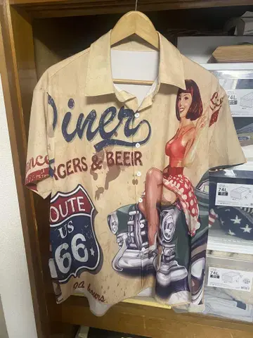 아메리칸 다이너풍 반팔 셔츠 하와이안