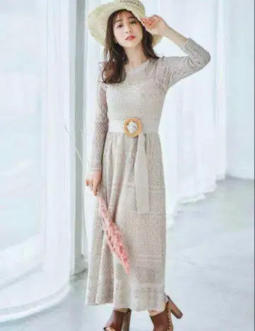 머큐리 듀오 크로셰풍 니트 원피스