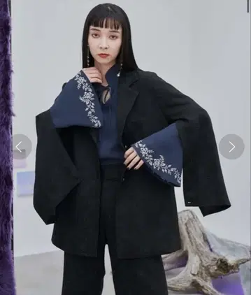 HARE 빈티지 소매 트임 테일러 자켓 자카드 블랙 새상품급