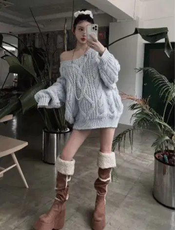 Darich 루즈 케이블 로우게이지 니트 튜닉