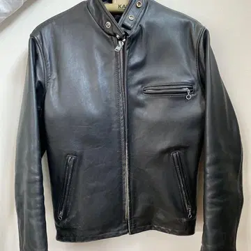 Schott 블랙 가죽 라이더 자켓 38