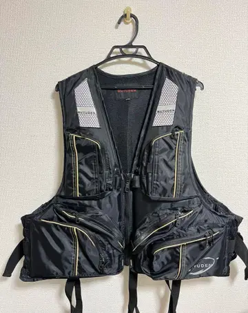 무유덴 구명 조끼  블랙 x 골드 프리 사이즈 낚시 갯바위 방파제