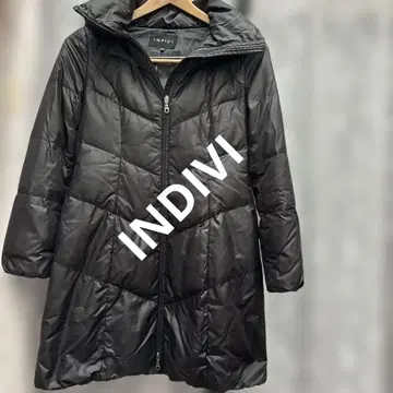 #INDIVI 롱 다운 자켓 후드 부착 블랙