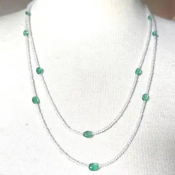 GSTV 러시아산 에메랄드 2연 목걸이 55cm