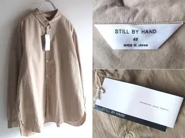 새상품 스틸 바이 핸드 면 와시 덤플루프 풀오버 셔츠 48 베이지