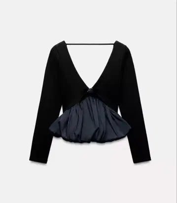 ZARA 플라워 틸 디테일 퍼프 상의