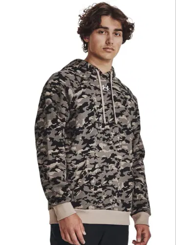 언더아머 UA 라이벌 플리스 카모 후디 베이지