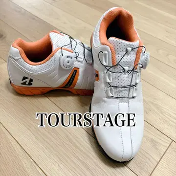 TOURSTAGE 골프화 25cm 화이트 x 오렌지 BOA 새상품급