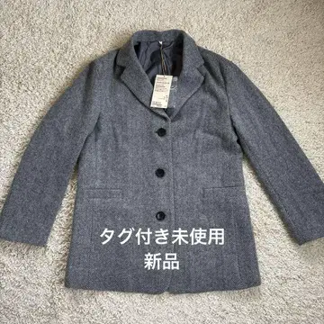 무인양품 여성 재생 울 혼방 자켓 코트 (그레이 패턴)