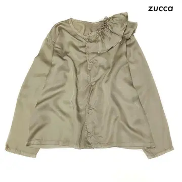 zucca 주카 프릴 긴팔 블라우스 스냅 버튼 베이지