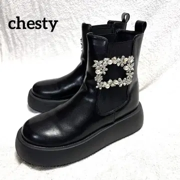 chesty 체스티 비쥬 버클 사이드 고어 숏부츠 37