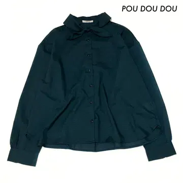 POU DOU DOU 푸두두 체크 무늬 긴팔 블라우스 리본 옷깃