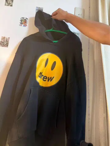 drew 스마일리 페이스 후드티 블랙