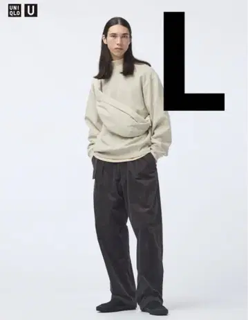 UNIQLO U 코듀로이 턱 와이드 팬츠 다크 그레이 L 사이즈