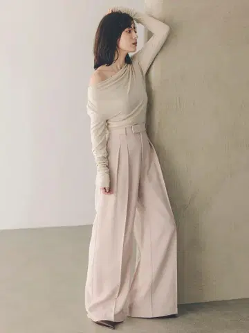 anuans 투 턱 와이드 팬츠 핑크 XS 사이즈
