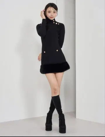 darich 헴 퍼 니트 미니 원피스