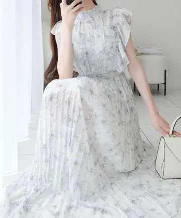 mily bilet 플리츠 가공 시어 프릴 원피스 블루 snidel