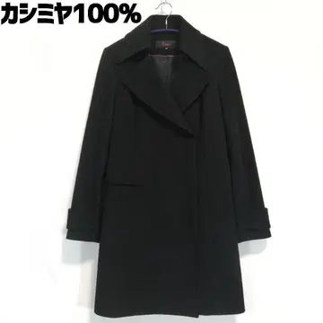 캐시미어 100% 비대칭 하프 코트 체스터 코트 검정 블랙