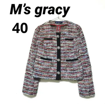 [ 새상품급 ] M'S GRACY 엠즈 그레이시 트위드 노카라 자켓 40