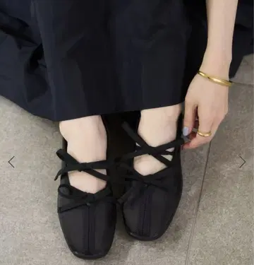 르 타롱 더블 리본 발레리나 블랙 25.0