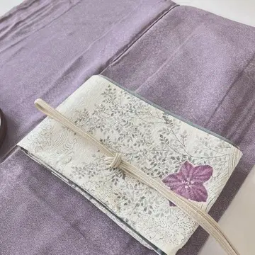 리버서블 반폭 오비 물흐르는 듯한 초롱꽃 x 무지