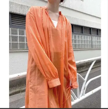 오렌지 긴팔 셔츠 원피스
