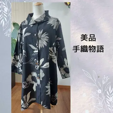 새상품급 수제 이야기 화조 무늬 긴팔 원피스 블랙