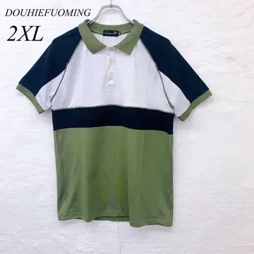 e5556 [ 도우히에후오밍 ] 피케 셔츠 남성용 2XL 래글런 슬리브