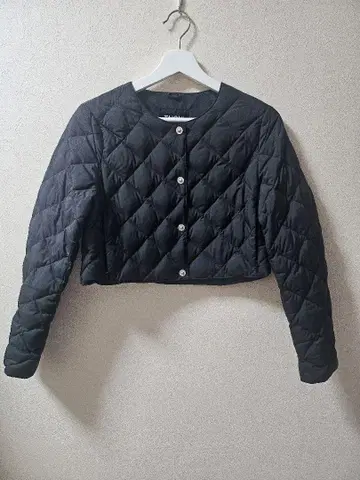 TAION 블랙 퀼팅 크롭 자켓